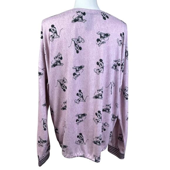 Disney Top Sze XL Pink Cozy Pajama Lounge Mickey Mouse Adjustable Hem Sweatshirt - Picture 3 of 9